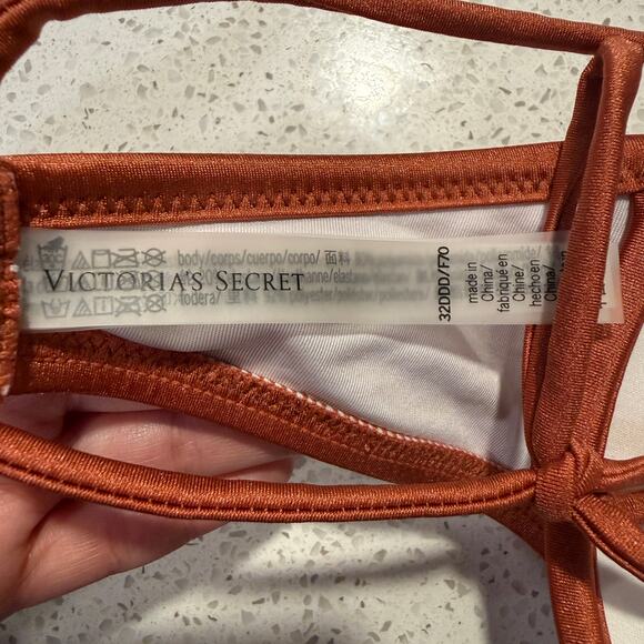 Victorias Secret Push Up Brown Copper Bikini Top Bra 32DDD Swim Sexy Vacation - Picture 5 of 5